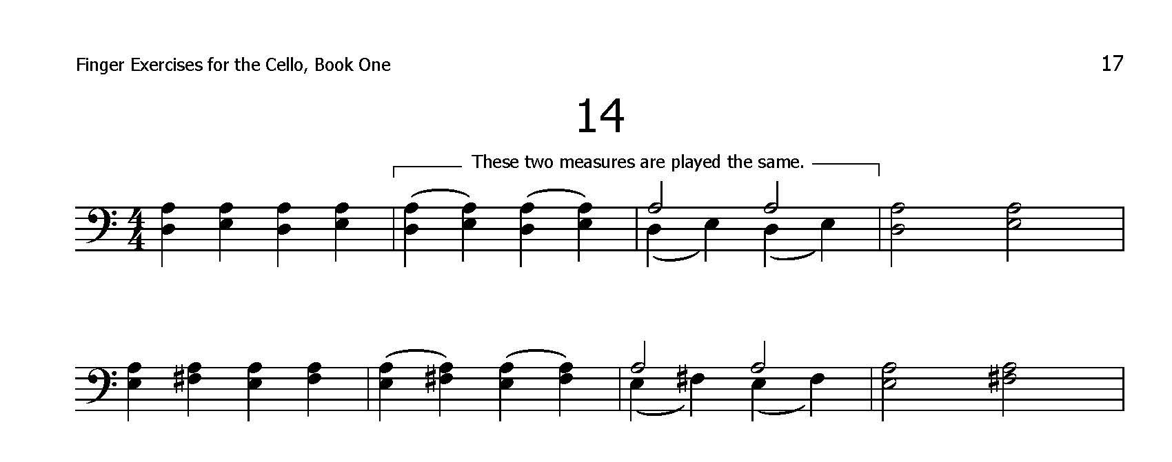 Finger Exercises for the Cello, Book One, Exercise 14