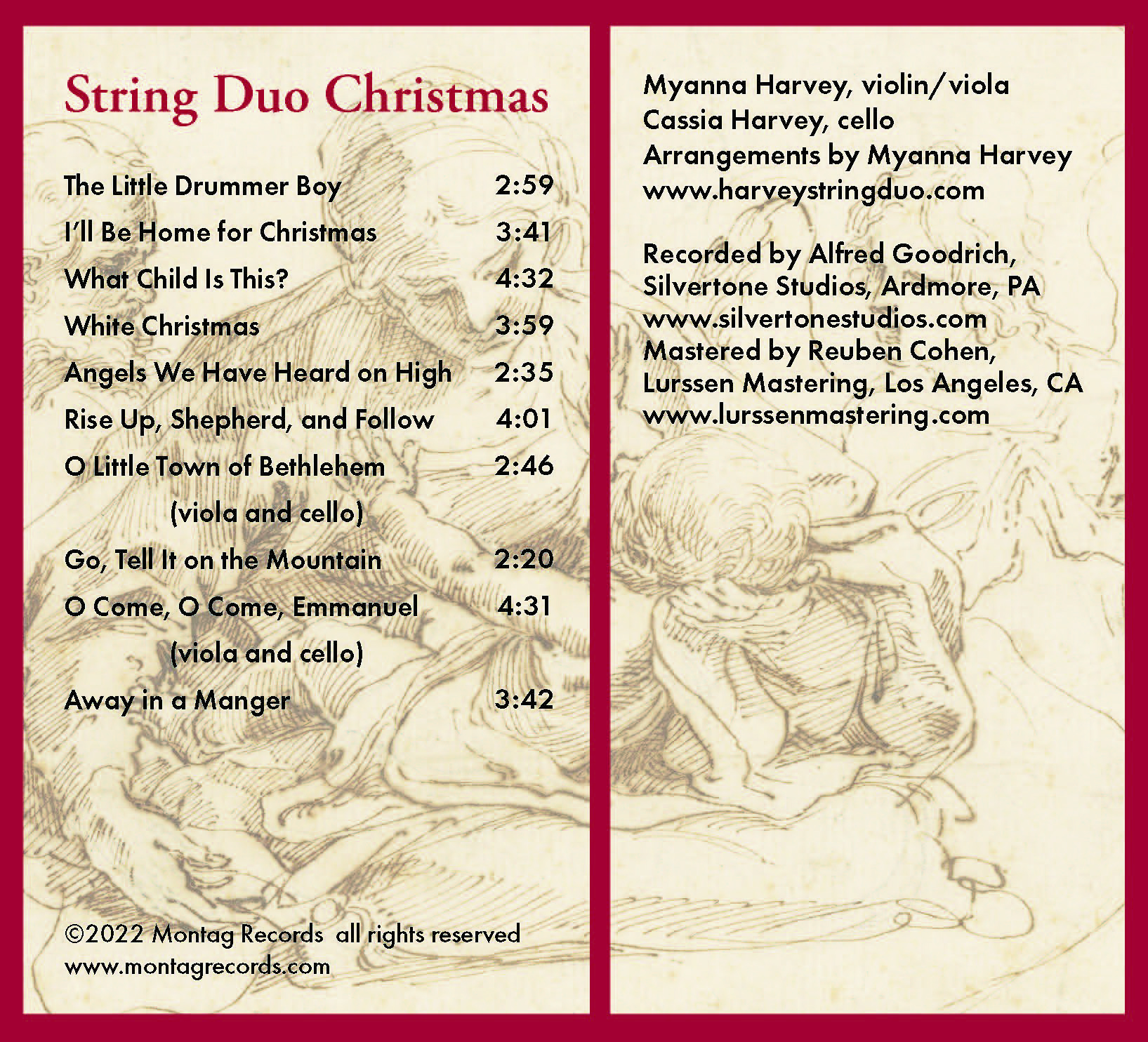 String Duo Christmas CD Back Cover